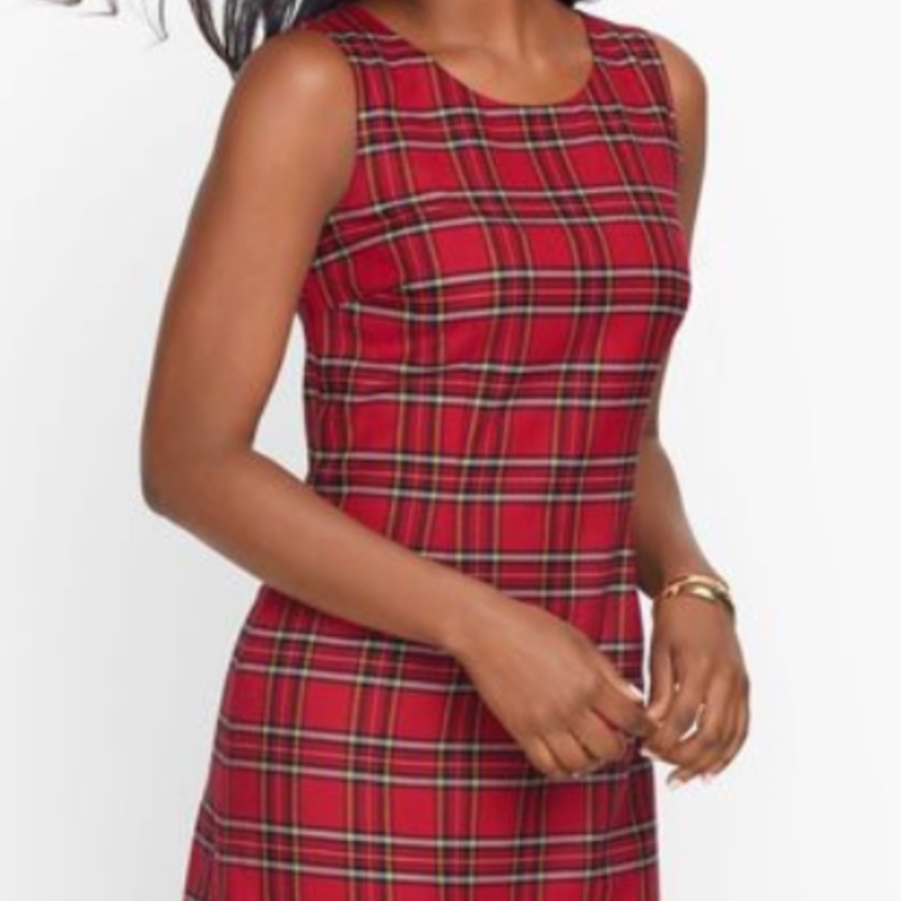 TALBOTS  SLEEVELESS TARTAN SHEATH DRESS